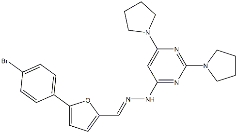 5-(4-bromophenyl)-2-furaldehyde [2,6-di(1-pyrrolidinyl)-4-pyrimidinyl]hydrazone Struktur