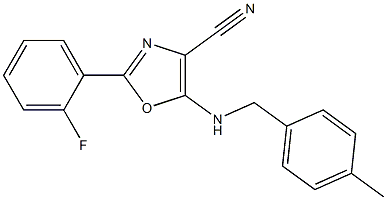 2-(2-fluorophenyl)-5-[(4-methylbenzyl)amino]-1,3-oxazole-4-carbonitrile Struktur