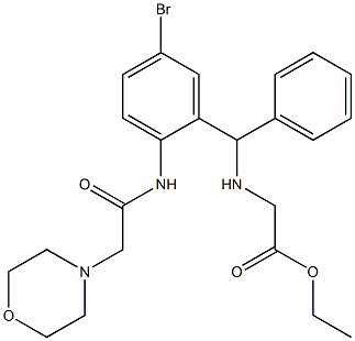 ethyl {[{5-bromo-2-[(4-morpholinylacetyl)amino]phenyl}(phenyl)methyl]amino}acetate Struktur