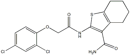 2-{[(2,4-dichlorophenoxy)acetyl]amino}-4,5,6,7-tetrahydro-1-benzothiophene-3-carboxamide Struktur