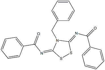 N-[5-(benzoylimino)-4-benzyl-1,2,4-dithiazolidin-3-ylidene]benzamide Struktur