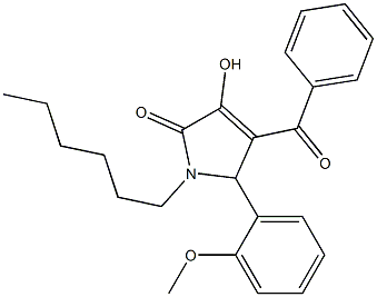 4-benzoyl-1-hexyl-3-hydroxy-5-(2-methoxyphenyl)-1,5-dihydro-2H-pyrrol-2-one Struktur