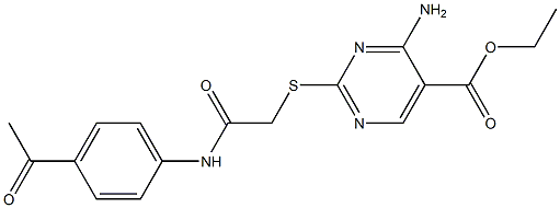 ethyl 2-({2-[(4-acetylphenyl)amino]-2-oxoethyl}sulfanyl)-4-aminopyrimidine-5-carboxylate Struktur