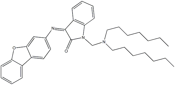 3-(dibenzo[b,d]furan-3-ylimino)-1-[(diheptylamino)methyl]-1,3-dihydro-2H-indol-2-one Struktur