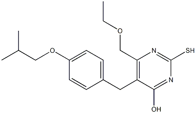 6-(ethoxymethyl)-5-(4-isobutoxybenzyl)-2-sulfanyl-4-pyrimidinol Struktur