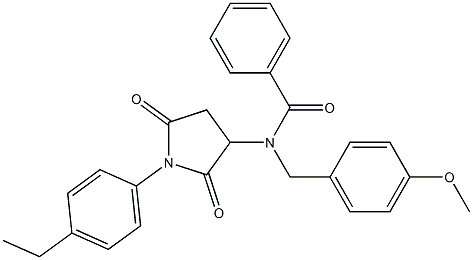 N-[1-(4-ethylphenyl)-2,5-dioxo-3-pyrrolidinyl]-N-(4-methoxybenzyl)benzamide Struktur