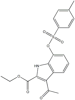 ethyl 3-acetyl-7-{[(4-methylphenyl)sulfonyl]oxy}-1H-indole-2-carboxylate Struktur