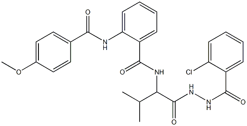 N-(1-{[2-(2-chlorobenzoyl)hydrazino]carbonyl}-2-methylpropyl)-2-[(4-methoxybenzoyl)amino]benzamide Struktur