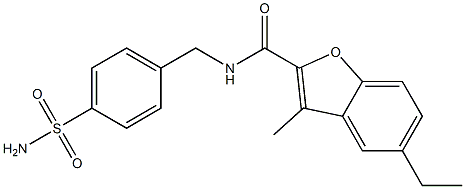 N-[4-(aminosulfonyl)benzyl]-5-ethyl-3-methyl-1-benzofuran-2-carboxamide Struktur