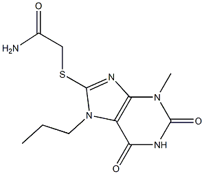 2-[(3-methyl-2,6-dioxo-7-propyl-2,3,6,7-tetrahydro-1H-purin-8-yl)sulfanyl]acetamide Struktur