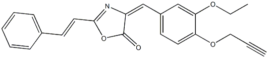 4-[3-ethoxy-4-(2-propynyloxy)benzylidene]-2-(2-phenylvinyl)-1,3-oxazol-5(4H)-one Struktur