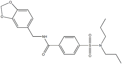 N-(1,3-benzodioxol-5-ylmethyl)-4-[(dipropylamino)sulfonyl]benzamide Struktur