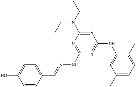 4-hydroxybenzaldehyde [4-(diethylamino)-6-(2,5-dimethylanilino)-1,3,5-triazin-2-yl]hydrazone Struktur