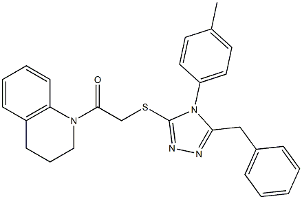 5-benzyl-4-(4-methylphenyl)-4H-1,2,4-triazol-3-yl 2-(3,4-dihydro-1(2H)-quinolinyl)-2-oxoethyl sulfide Struktur