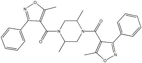 2,5-dimethyl-1,4-bis[(5-methyl-3-phenyl-4-isoxazolyl)carbonyl]piperazine Struktur