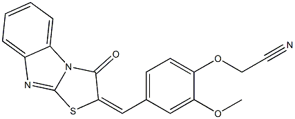 {2-methoxy-4-[(3-oxo[1,3]thiazolo[3,2-a]benzimidazol-2(3H)-ylidene)methyl]phenoxy}acetonitrile Struktur