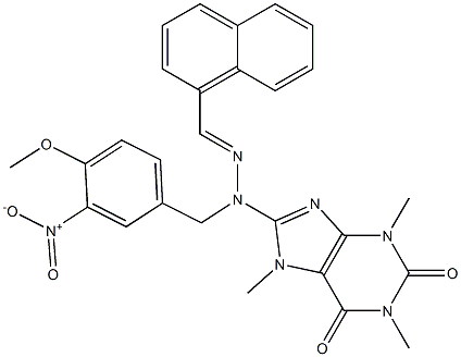 1-naphthaldehyde {3-nitro-4-methoxybenzyl}(1,3,7-trimethyl-2,6-dioxo-2,3,6,7-tetrahydro-1H-purin-8-yl)hydrazone Struktur