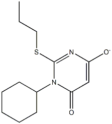 1-cyclohexyl-6-oxo-2-(propylsulfanyl)-1,6-dihydro-4-pyrimidinolate Struktur