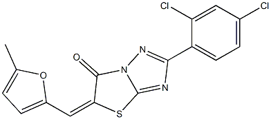 2-(2,4-dichlorophenyl)-5-[(5-methyl-2-furyl)methylene][1,3]thiazolo[3,2-b][1,2,4]triazol-6(5H)-one Struktur