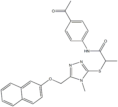 N-(4-acetylphenyl)-2-({4-methyl-5-[(naphthalen-2-yloxy)methyl]-4H-1,2,4-triazol-3-yl}sulfanyl)propanamide Struktur