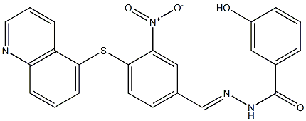 3-hydroxy-N'-[3-nitro-4-(5-quinolinylsulfanyl)benzylidene]benzohydrazide Struktur