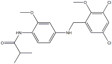 N-{4-[(3,5-dichloro-2-methoxybenzyl)amino]-2-methoxyphenyl}-2-methylpropanamide Struktur