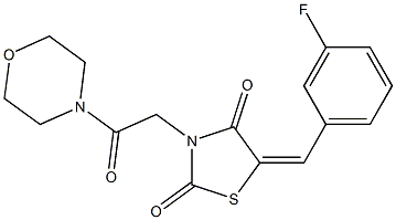 5-(3-fluorobenzylidene)-3-[2-(4-morpholinyl)-2-oxoethyl]-1,3-thiazolidine-2,4-dione Struktur