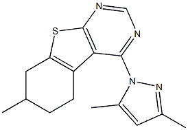 4-(3,5-dimethyl-1H-pyrazol-1-yl)-7-methyl-5,6,7,8-tetrahydro[1]benzothieno[2,3-d]pyrimidine Struktur