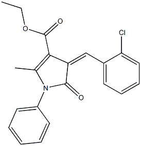 ethyl 4-(2-chlorobenzylidene)-2-methyl-5-oxo-1-phenyl-4,5-dihydro-1H-pyrrole-3-carboxylate Struktur