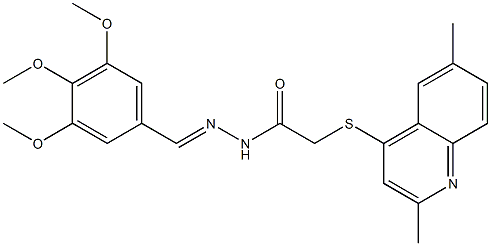 2-[(2,6-dimethyl-4-quinolinyl)sulfanyl]-N'-(3,4,5-trimethoxybenzylidene)acetohydrazide Struktur