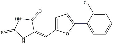 5-{[5-(2-chlorophenyl)-2-furyl]methylene}-2-thioxo-4-imidazolidinone Struktur