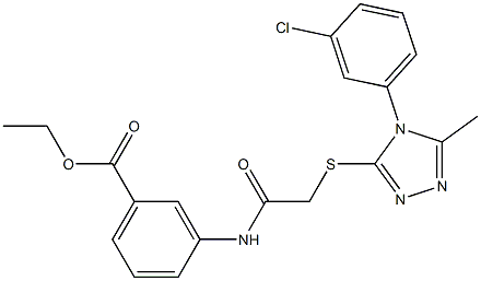 ethyl 3-[({[4-(3-chlorophenyl)-5-methyl-4H-1,2,4-triazol-3-yl]sulfanyl}acetyl)amino]benzoate Struktur