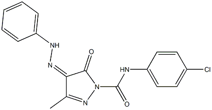 N-(4-chlorophenyl)-3-methyl-5-oxo-4-(phenylhydrazono)-4,5-dihydro-1H-pyrazole-1-carboxamide Struktur