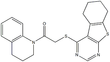 2-(3,4-dihydro-1(2H)-quinolinyl)-2-oxoethyl 5,6,7,8-tetrahydro[1]benzothieno[2,3-d]pyrimidin-4-yl sulfide Struktur