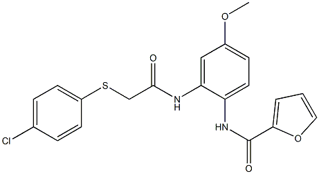 N-[2-({[(4-chlorophenyl)sulfanyl]acetyl}amino)-4-methoxyphenyl]-2-furamide Struktur