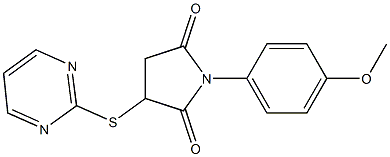 1-(4-methoxyphenyl)-3-(2-pyrimidinylsulfanyl)-2,5-pyrrolidinedione Struktur