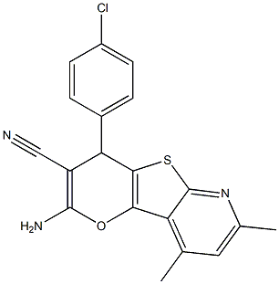 2-amino-4-(4-chlorophenyl)-7,9-dimethyl-4H-pyrano[2',3':4,5]thieno[2,3-b]pyridine-3-carbonitrile Struktur