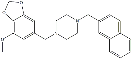 methyl 6-{[4-(2-naphthylmethyl)-1-piperazinyl]methyl}-1,3-benzodioxol-4-yl ether Struktur