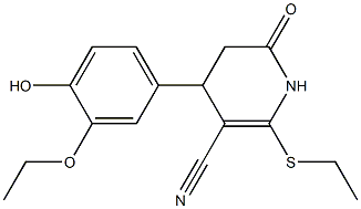 4-(3-ethoxy-4-hydroxyphenyl)-2-(ethylsulfanyl)-6-oxo-1,4,5,6-tetrahydro-3-pyridinecarbonitrile Struktur