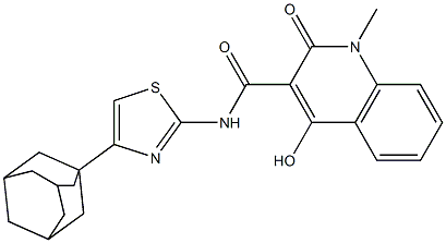 N-[4-(1-adamantyl)-1,3-thiazol-2-yl]-4-hydroxy-1-methyl-2-oxo-1,2-dihydro-3-quinolinecarboxamide Struktur