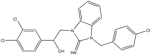 2-[3-(4-chlorobenzyl)-2-imino-2,3-dihydro-1H-benzimidazol-1-yl]-1-(3,4-dichlorophenyl)ethanol Struktur