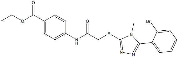 ethyl 4-[({[5-(2-bromophenyl)-4-methyl-4H-1,2,4-triazol-3-yl]sulfanyl}acetyl)amino]benzoate Struktur