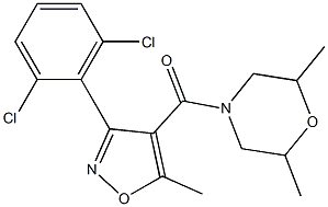 4-{[3-(2,6-dichlorophenyl)-5-methyl-4-isoxazolyl]carbonyl}-2,6-dimethylmorpholine Struktur