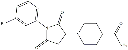 1-[1-(3-bromophenyl)-2,5-dioxo-3-pyrrolidinyl]-4-piperidinecarboxamide Struktur