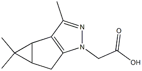 (3,4,4-trimethyl-3b,4,4a,5-tetrahydro-1H-cyclopropa[3,4]cyclopenta[1,2-c]pyrazol-1-yl)acetic acid Struktur