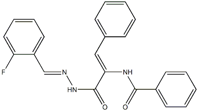 N-(1-{[2-(2-fluorobenzylidene)hydrazino]carbonyl}-2-phenylvinyl)benzamide Struktur