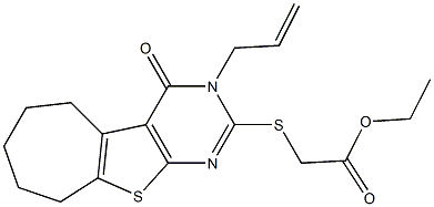 ethyl [(3-allyl-4-oxo-3,5,6,7,8,9-hexahydro-4H-cyclohepta[4,5]thieno[2,3-d]pyrimidin-2-yl)sulfanyl]acetate Struktur