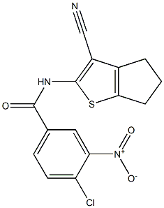 4-chloro-N-(3-cyano-5,6-dihydro-4H-cyclopenta[b]thien-2-yl)-3-nitrobenzamide Struktur