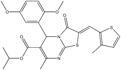 isopropyl 5-(2,5-dimethoxyphenyl)-7-methyl-2-[(3-methyl-2-thienyl)methylene]-3-oxo-2,3-dihydro-5H-[1,3]thiazolo[3,2-a]pyrimidine-6-carboxylate Struktur