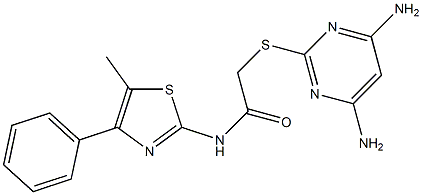 2-[(4,6-diaminopyrimidin-2-yl)sulfanyl]-N-(5-methyl-4-phenyl-1,3-thiazol-2-yl)acetamide Struktur